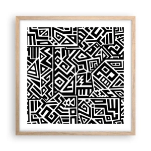 Poster in light oak frame - Precolumbian Composition - 50x50 cm