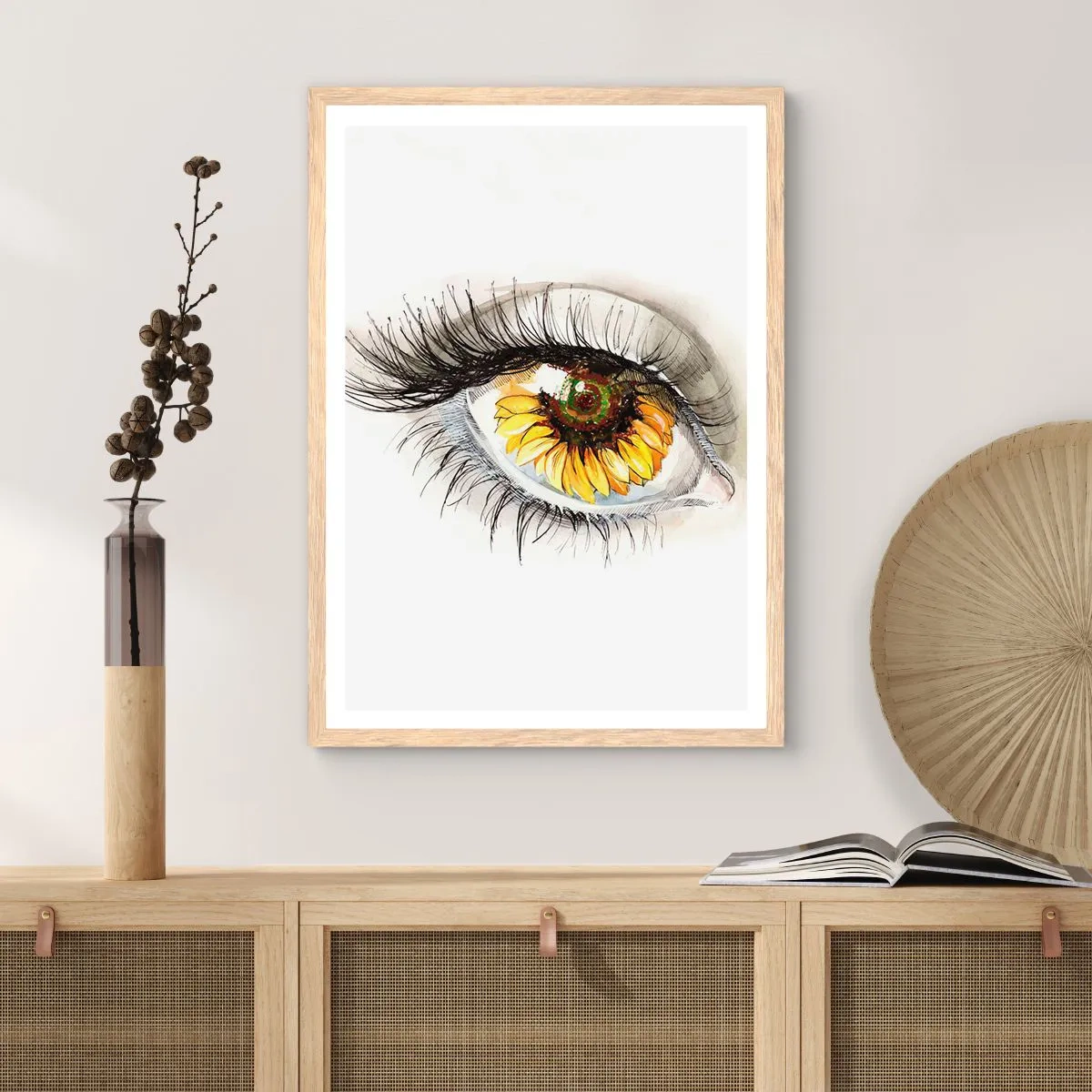 Poster in light oak frame - Look Hot As a Summer - 70x100 cm