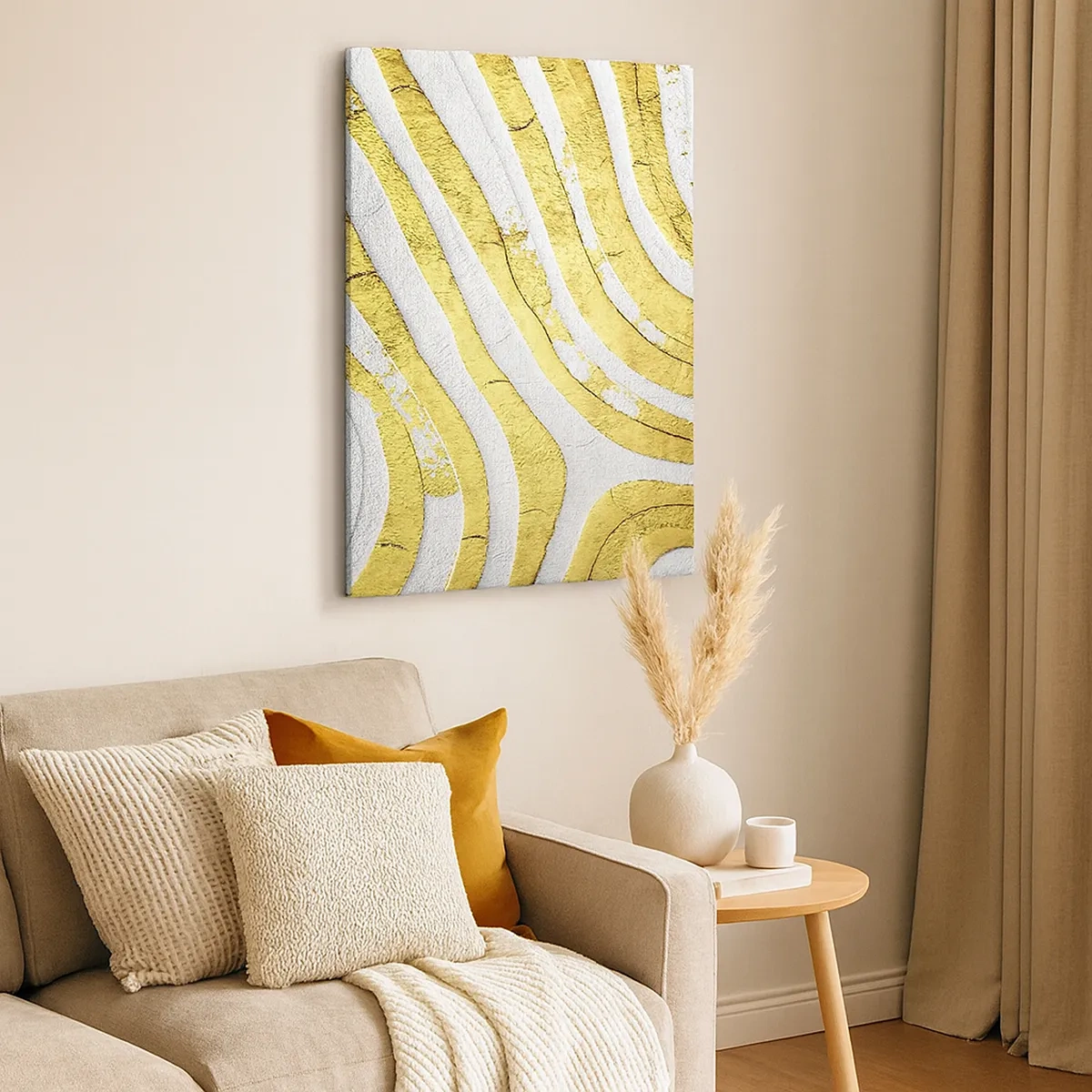 Canvas picture - Composition in White and Gold - 50x70 cm