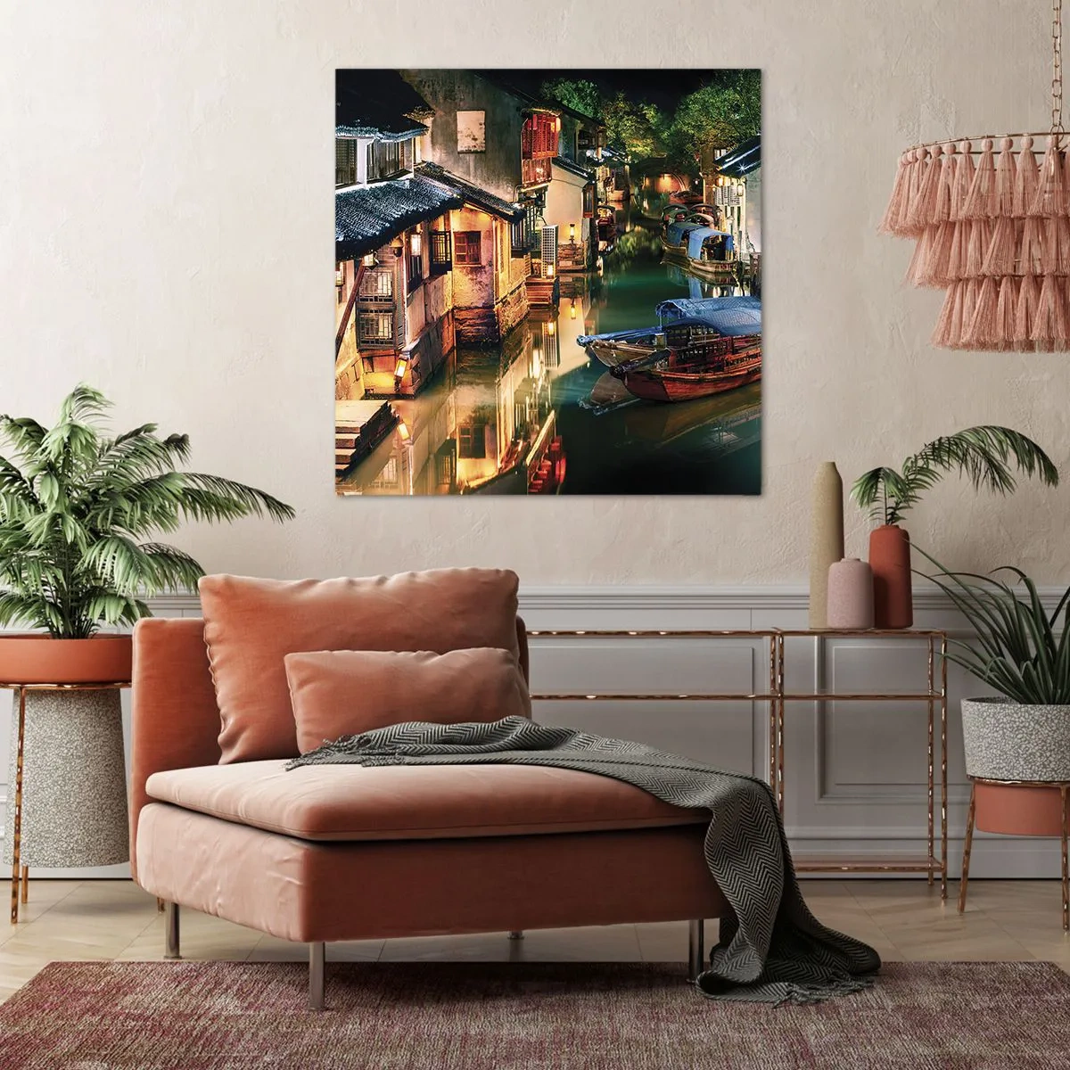 Canvas picture - Evening on a Chinese Street - 50x50 cm