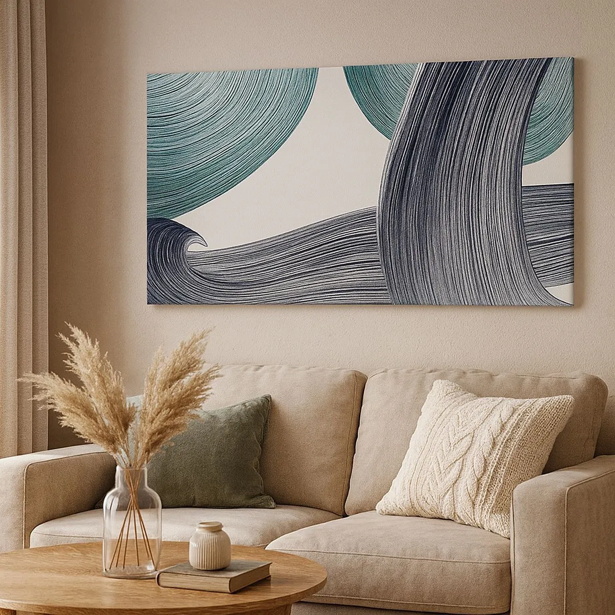 Canvas picture - Emerald and Black Trails - 100x40 cm