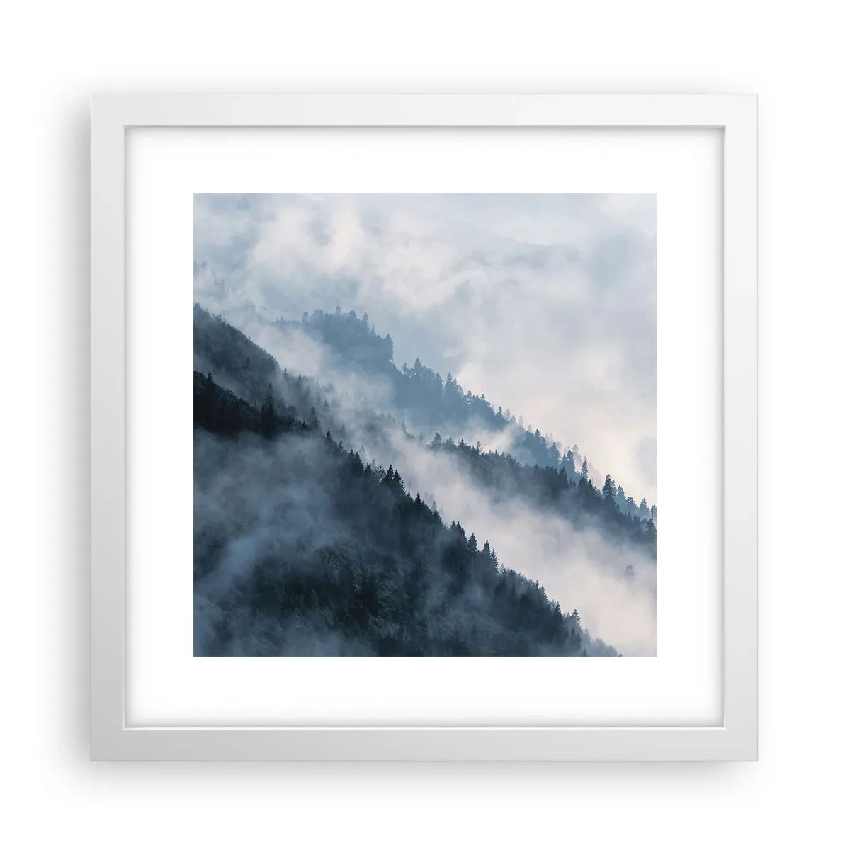 Poster in white frmae - Mysticism of the Mountains - 30x30 cm