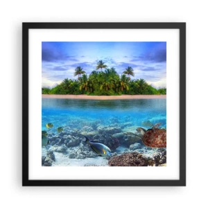 Poster in black frame - Heavenly Island Invites You - 40x40 cm