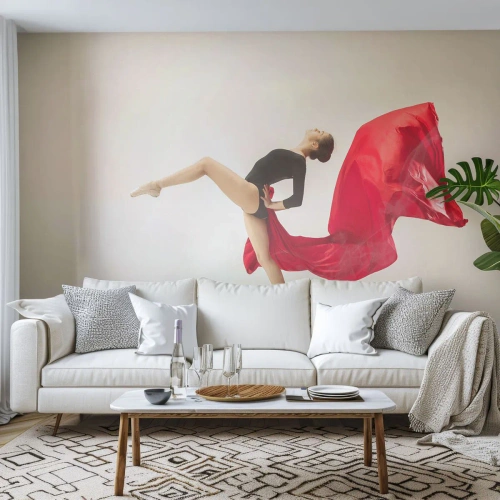 Photo Wallpaper Premium Sand - Red and Black - Ballerina, Dance, Ballet - 150x105 cm