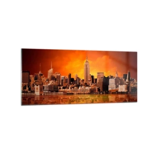 Glass picture - Big City Panorama in Brown and Yellow - 120x50 cm