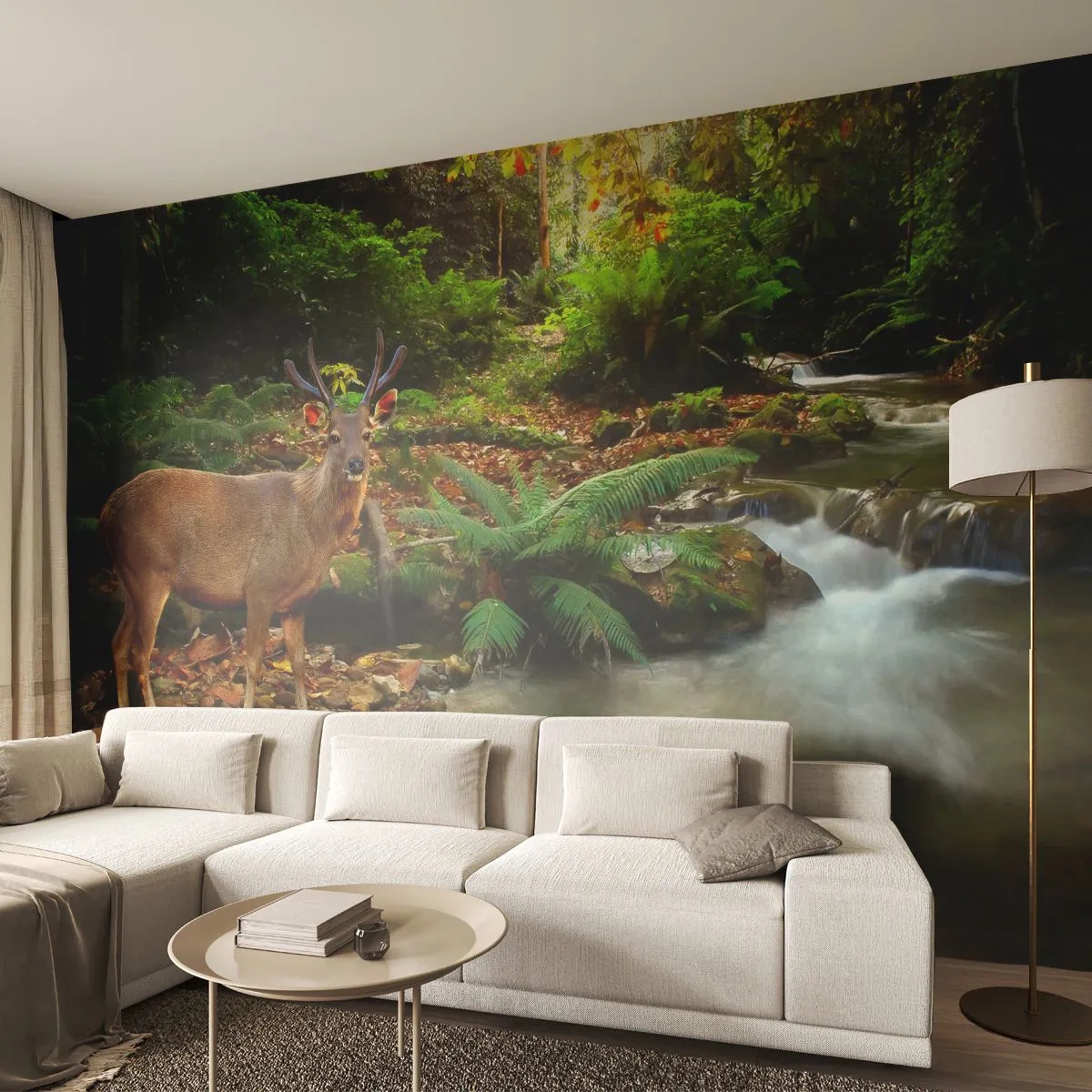 Photo Wallpaper Premium Canvas - Wlecome to my World - Landscape, Animals, Deer - 250x175 cm