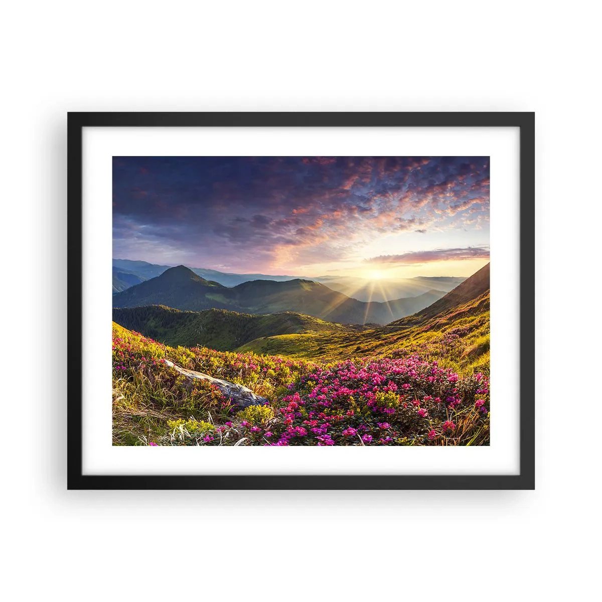 Poster in black frame - Freshness of Mountain Morning - 50x40 cm