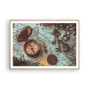 Poster in light oak frame - For Adventurers - 100x70 cm