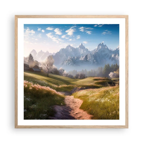 Poster in light oak frame - Quiet Valley - 60x60 cm