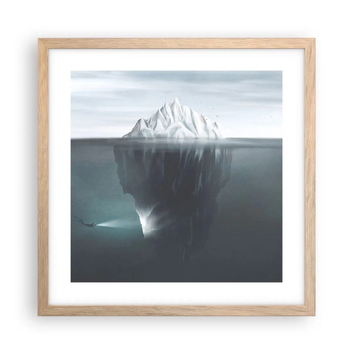 Poster in light oak frame - Underwater Secret - 40x40 cm