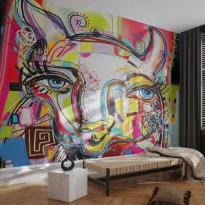 Photo Wallpaper Standard Eco - Pretty Mama Cat - Abstraction, Piece, Graphics - 250x175 cm