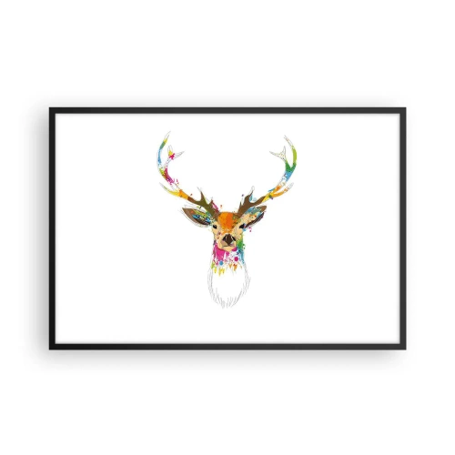 Poster in black frame - Deer Bathed in Colour - 91x61 cm