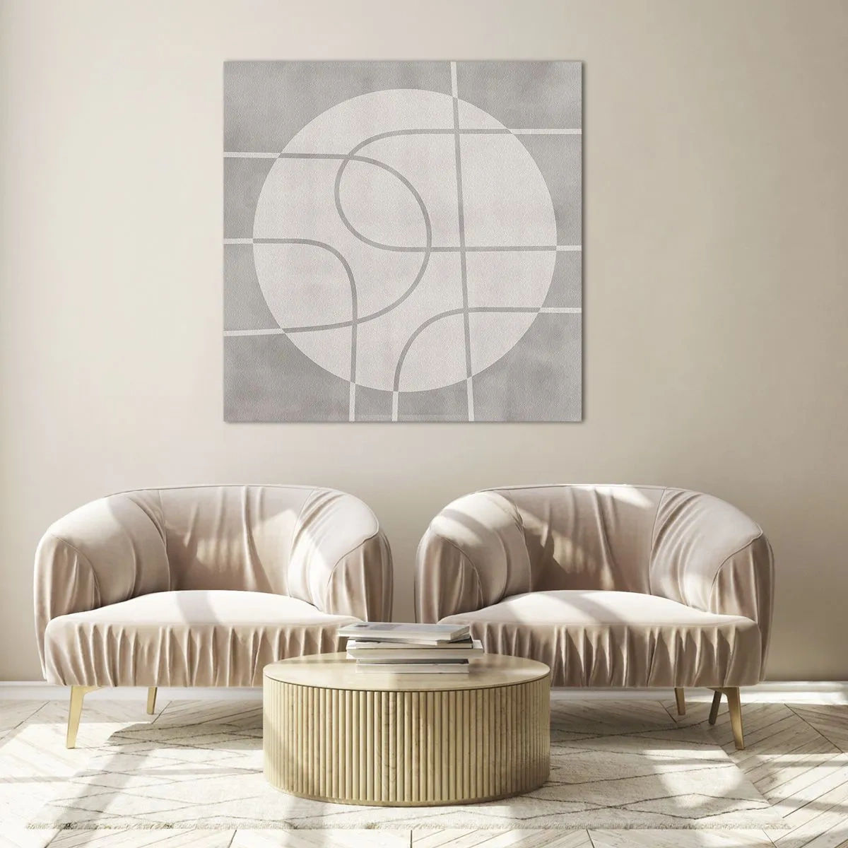 Glass picture - Circular and Straight - 40x40 cm