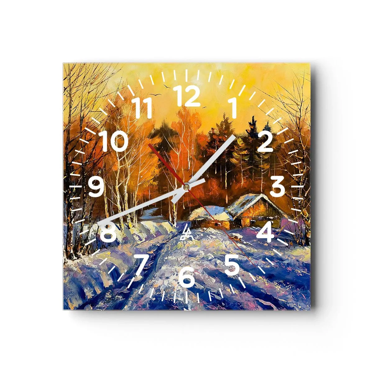 Wall clock - Clock on glass - Winter Impression in the Sun - 40x40 cm
