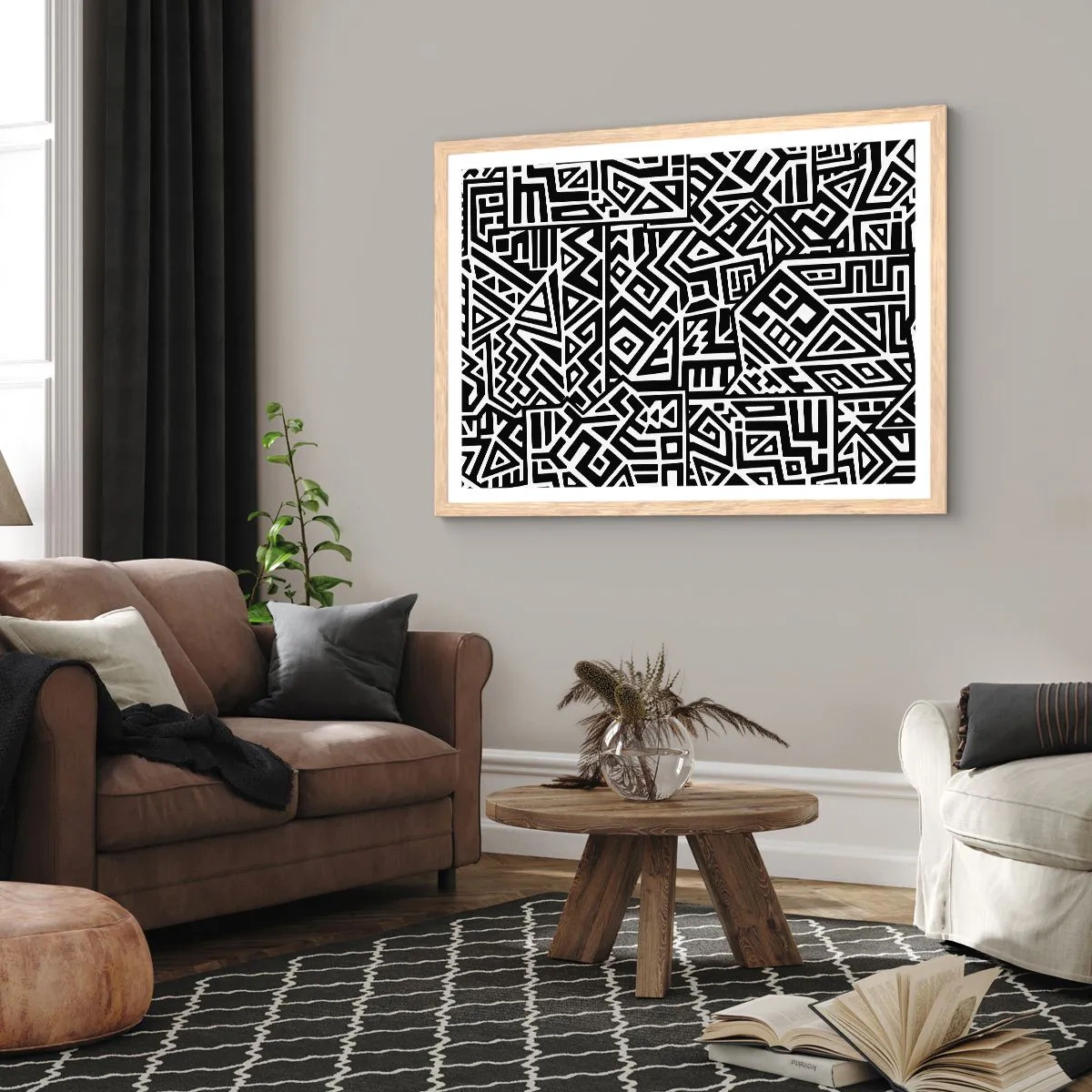 Poster in light oak frame - Precolumbian Composition - 40x30 cm