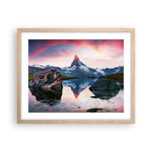 Poster in light oak frame - Heart of the Mountains Is Hot - 50x40 cm