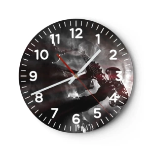 Wall clock - Clock on glass - Lost in the Fog of Jazz - 40x40 cm