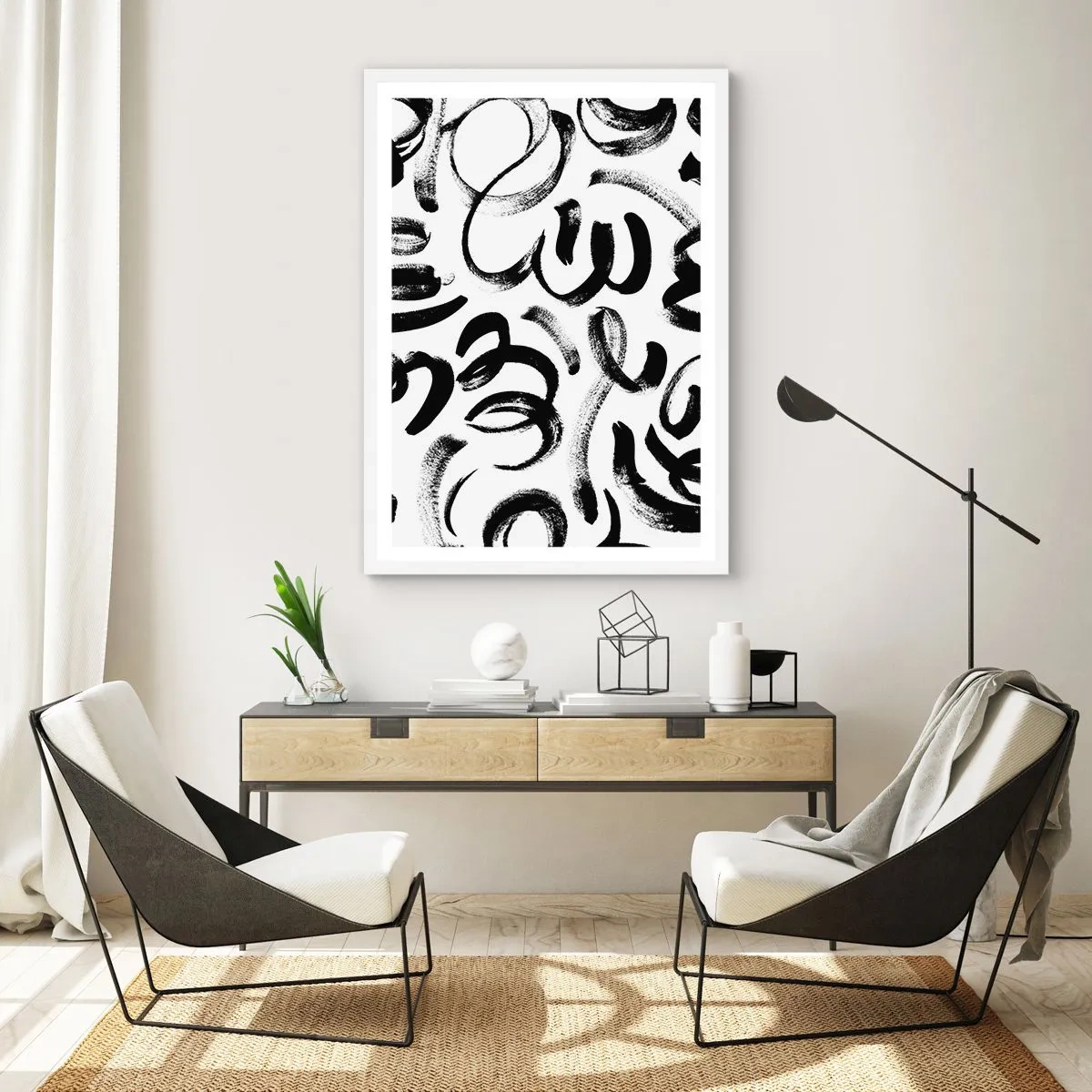 Poster in white frmae - Black on White - 40x50 cm