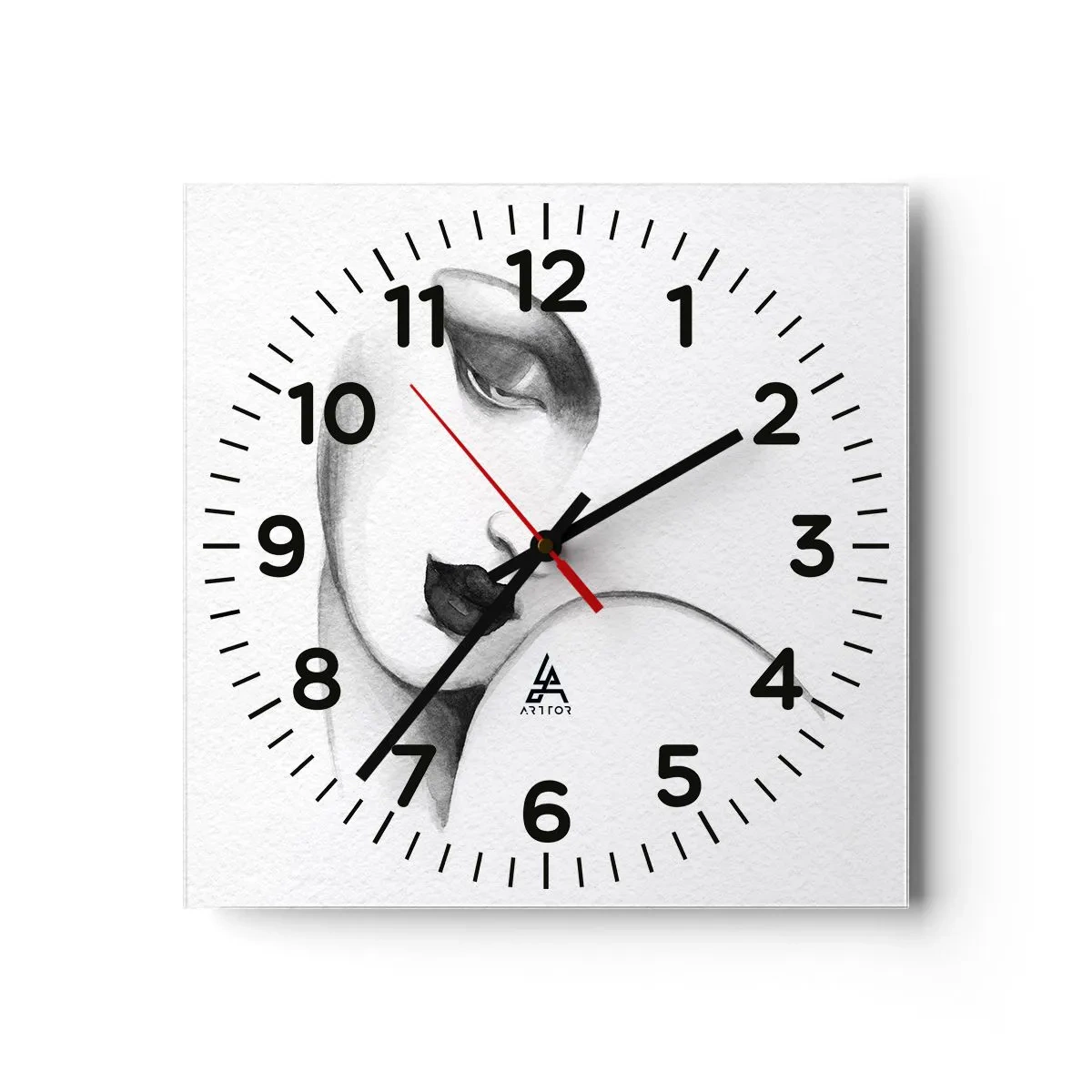 Wall clock - Clock on glass - Lempicka Style - 30x30 cm
