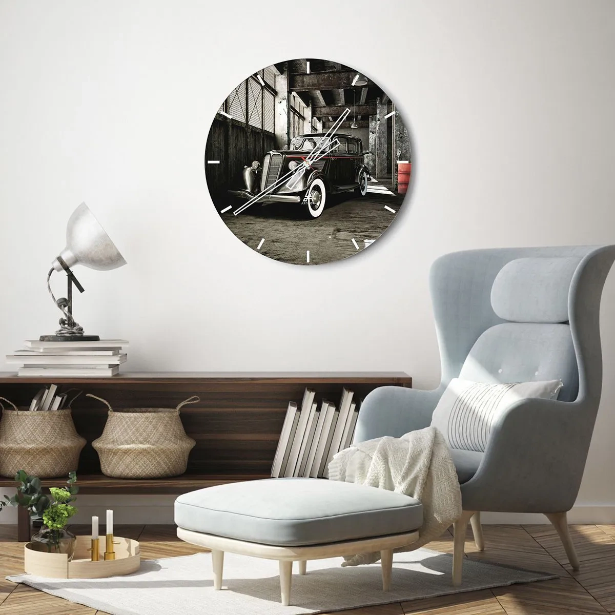 Wall clock - Clock on glass - Unfading Elegance of the 30-ies - 30x30 cm