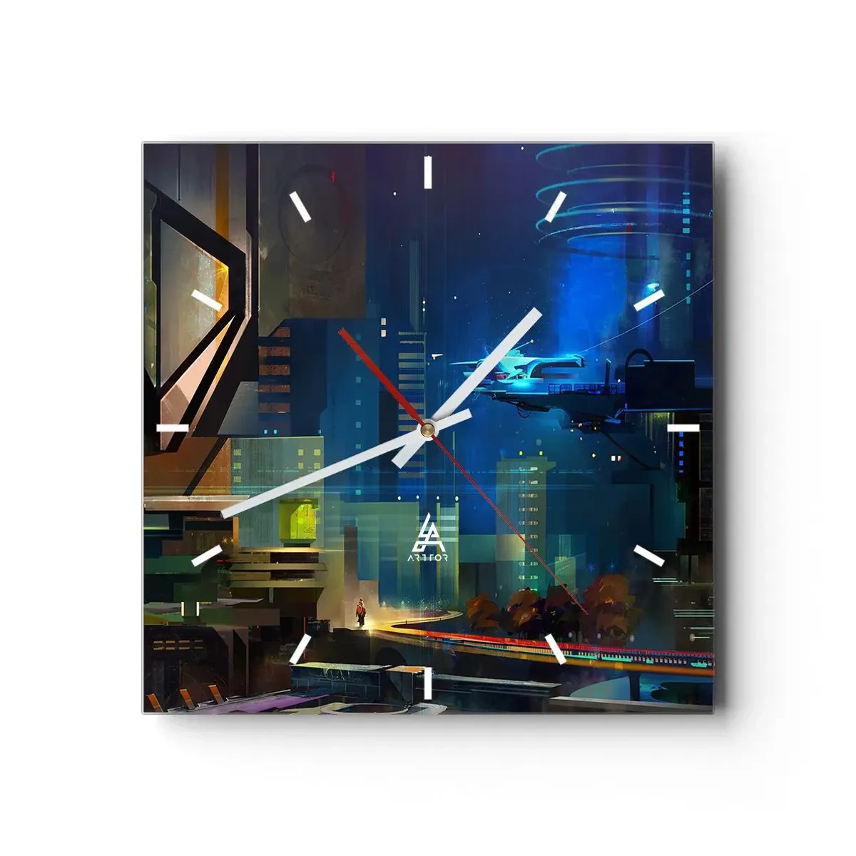 Wall clock - Clock on glass - In Near Future - 40x40 cm