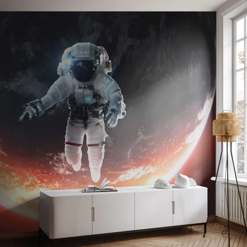 Custom Self-Adhesive Wallpaper Deluxe Sticker - Can I Stay a Bit More? - Astronaut, Cosmos, Cosmonaut