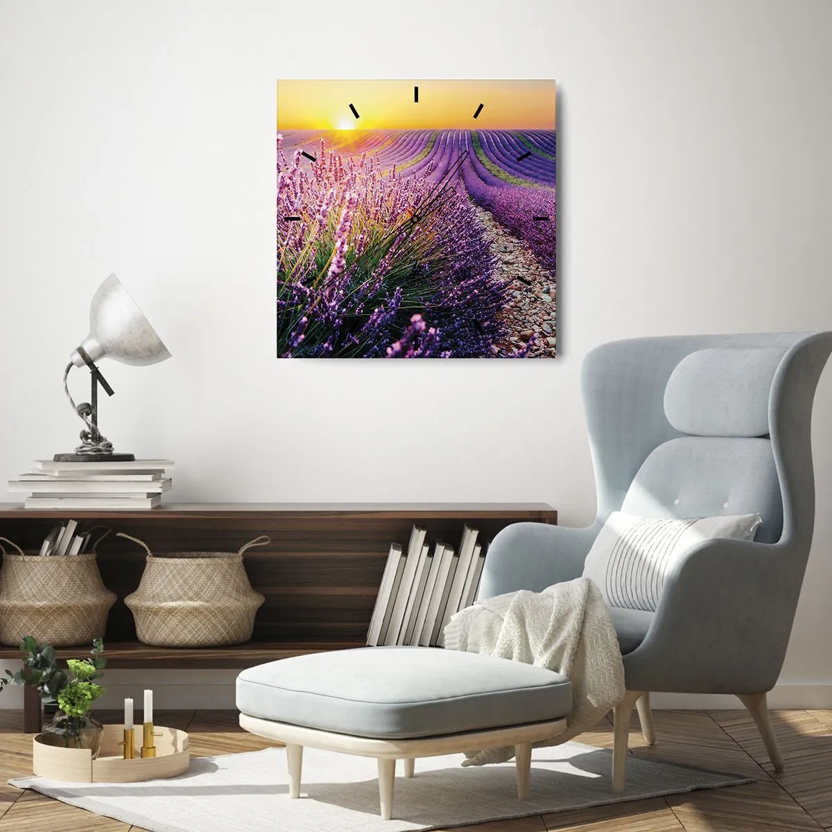 Wall clock - Clock on glass - Fragrant Field - 40x40 cm