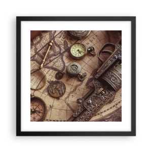 Poster in black frame - Adventure Calls - 40x40 cm
