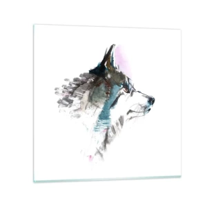 Glass picture - Here Comes a Wolf - 70x70 cm