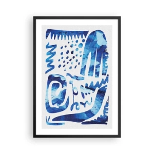Poster in black frame - Modern abstraction in shades of blue - 50x70cm - Return to the Roots - Modern wall decoration for the living room and bedroom ARTTOR