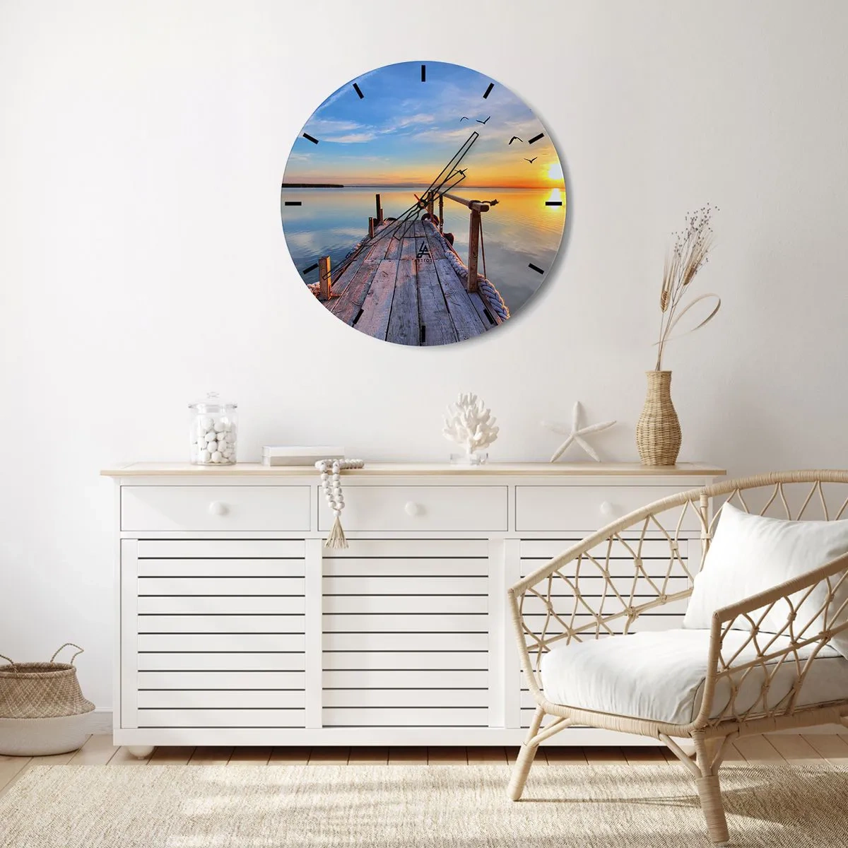 Wall clock - Clock on glass - Walk towards the Sun - 30x30 cm