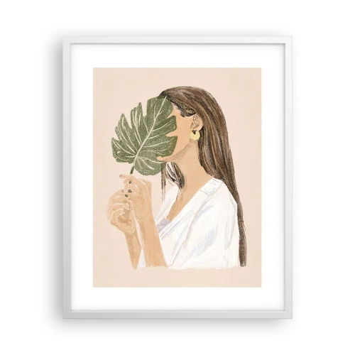 Poster in white frmae - Mysterious Portrait with a Fan - 40x50 cm