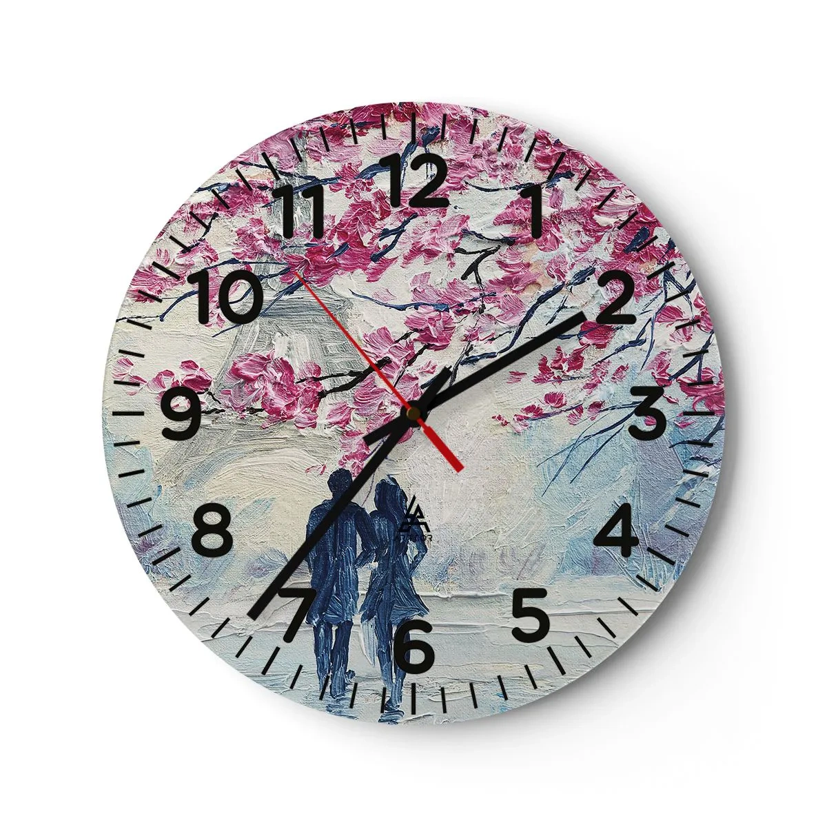 Wall clock - Clock on glass - Romantic Walk - 40x40 cm