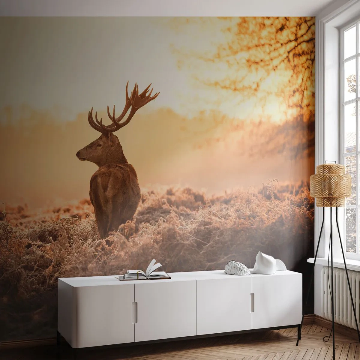 Photo Wallpaper Standard Eco - Master of the Moor - Landscape, Deer, Animals - 400x280 cm