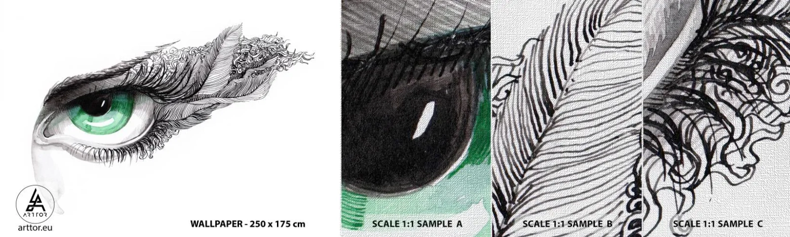 Photo Wallpaper Sample Premium Canvas - Beautiful and Ready to Attack - Abstraction, Graphics, Eye - 100x30 cm