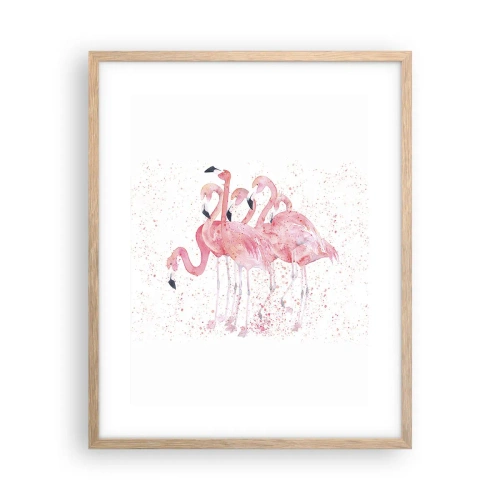 Poster in light oak frame - Pink Power - 40x50 cm