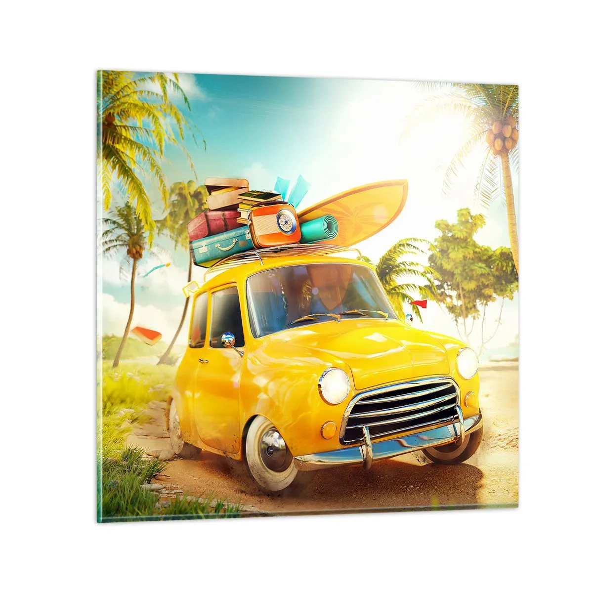 Glass picture - Happy Travels - 50x50 cm