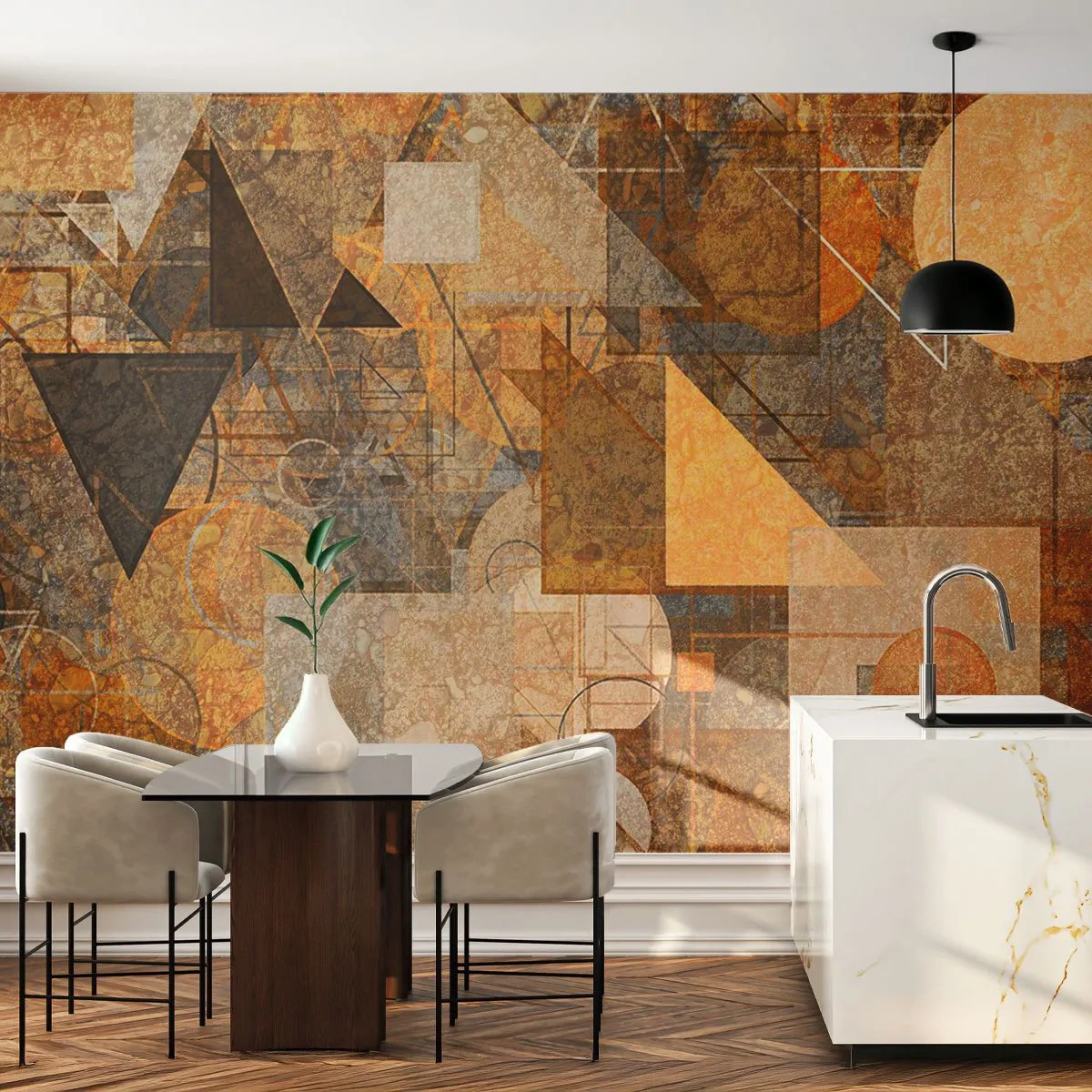 Photo Wallpaper Premium Sand - Cubist Study in Brown - Abstraction, Piece, Modern Art - 400x280 cm