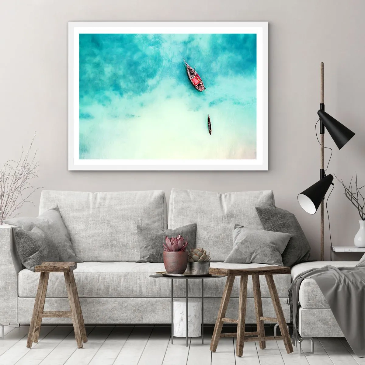 Poster in white frmae - On the Beaches of Zanzibar, When the Tide Is High - 100x70 cm