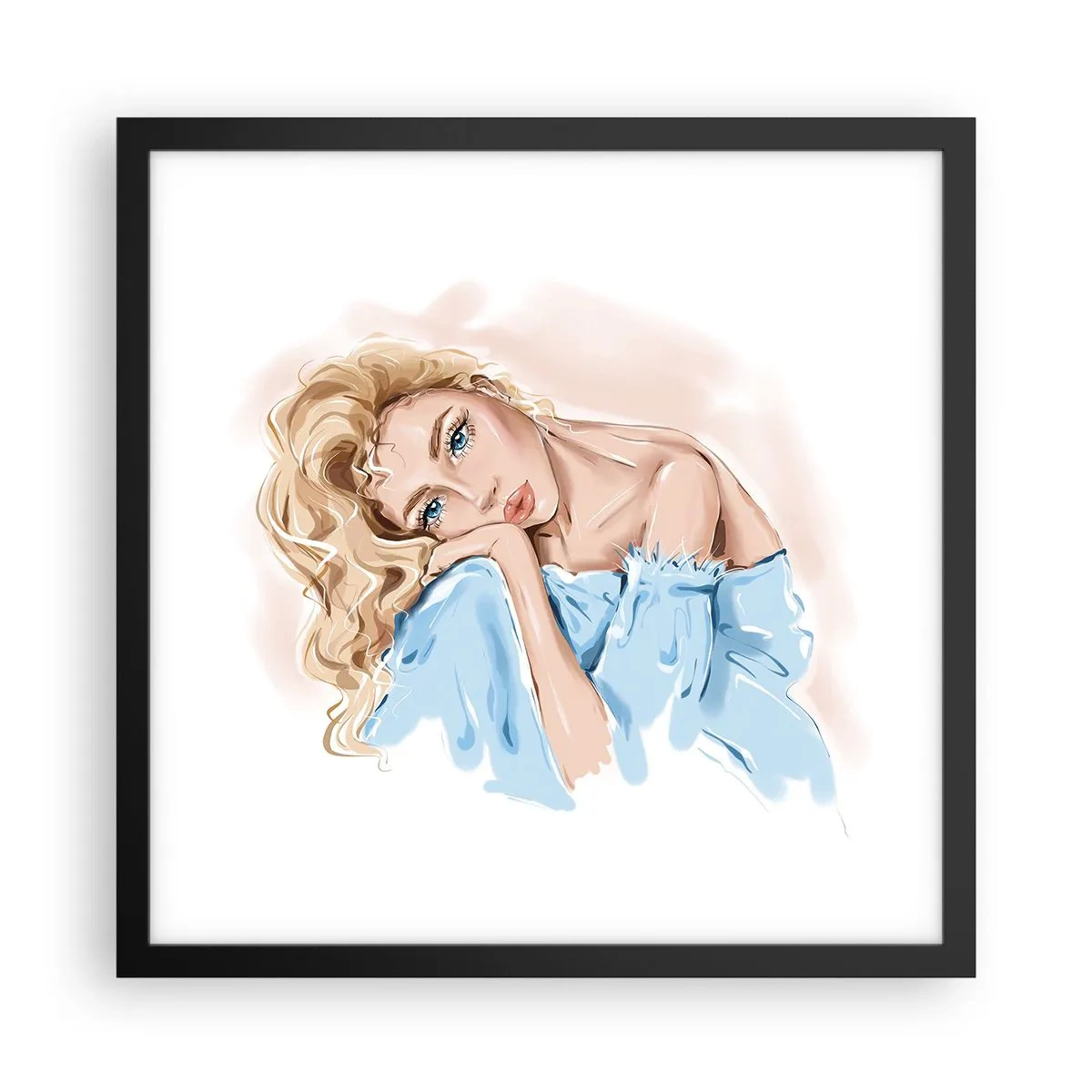Poster in black frame - Dreamy in Blue - 40x40 cm