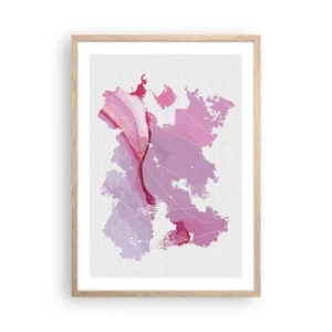Poster in light oak frame - Map of a Pink World - 50x70 cm