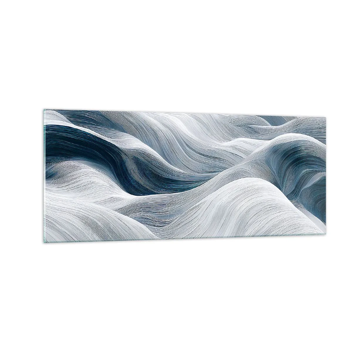 Glass picture - White and Blue Waves - 100x40 cm