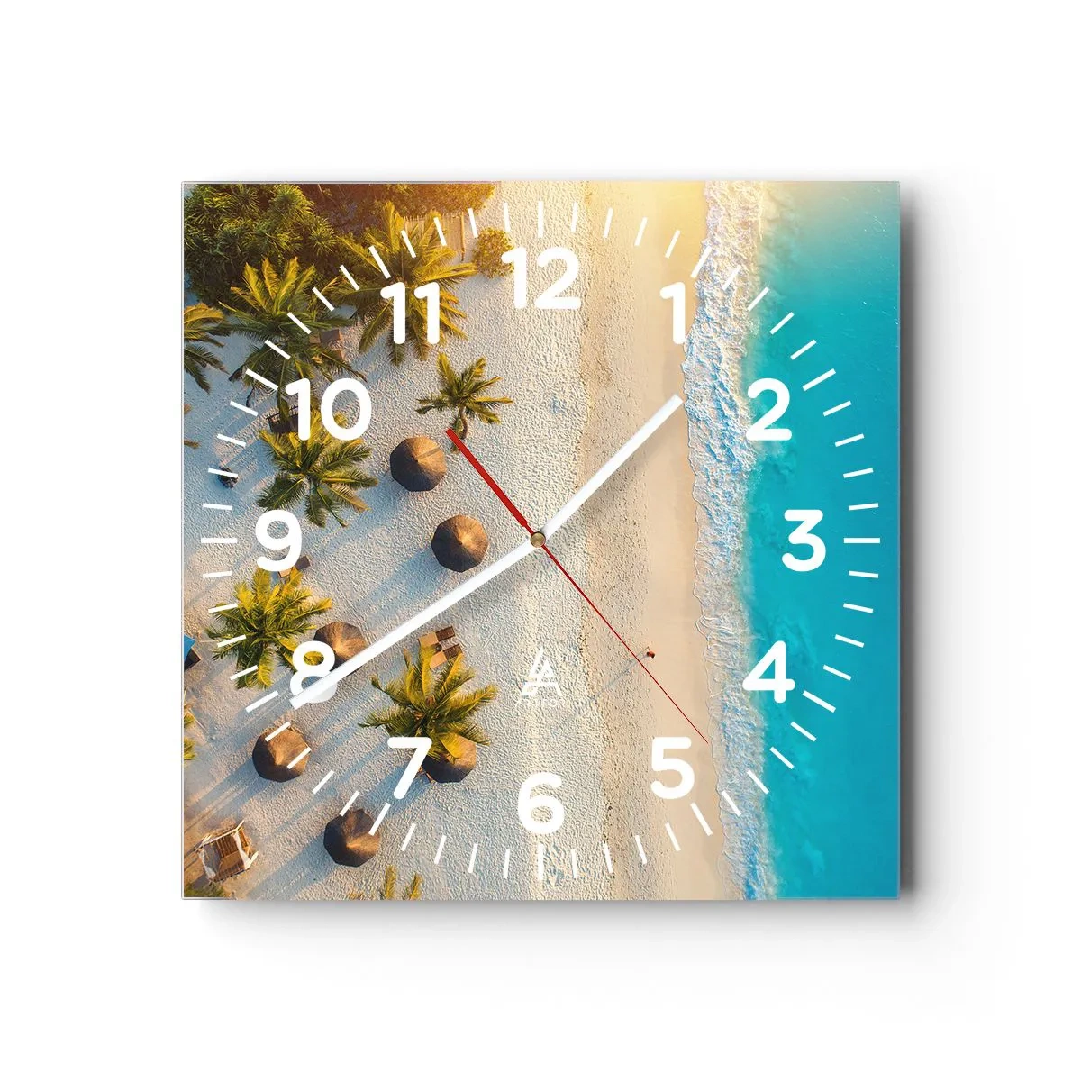 Wall clock - Clock on glass - Welcome to Paradise - 40x40 cm