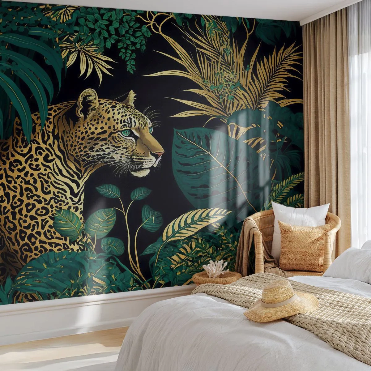Self-Adhesive Photo Wallpaper Deluxe Sticker - Host in the Jungle - leopard, Jungle, Tropical - 300x210 cm