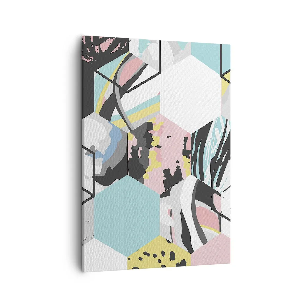 Canvas picture - Hexagons and Cubes in Six Colours - 50x70 cm
