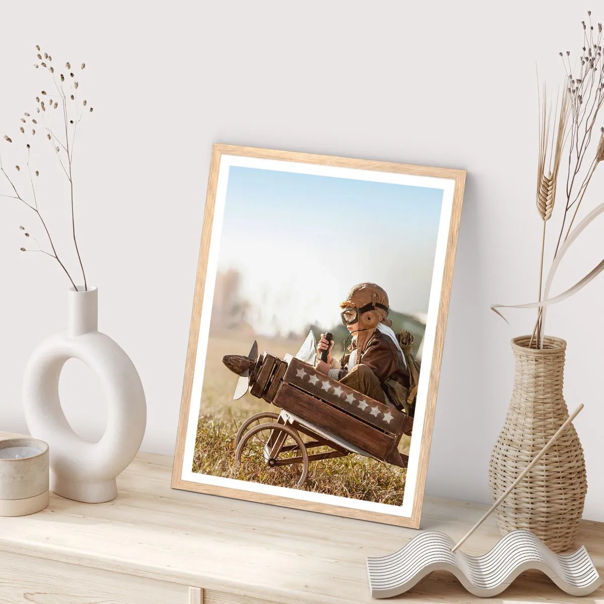 Poster in light oak frame - Take off for a Dream - 61x91 cm