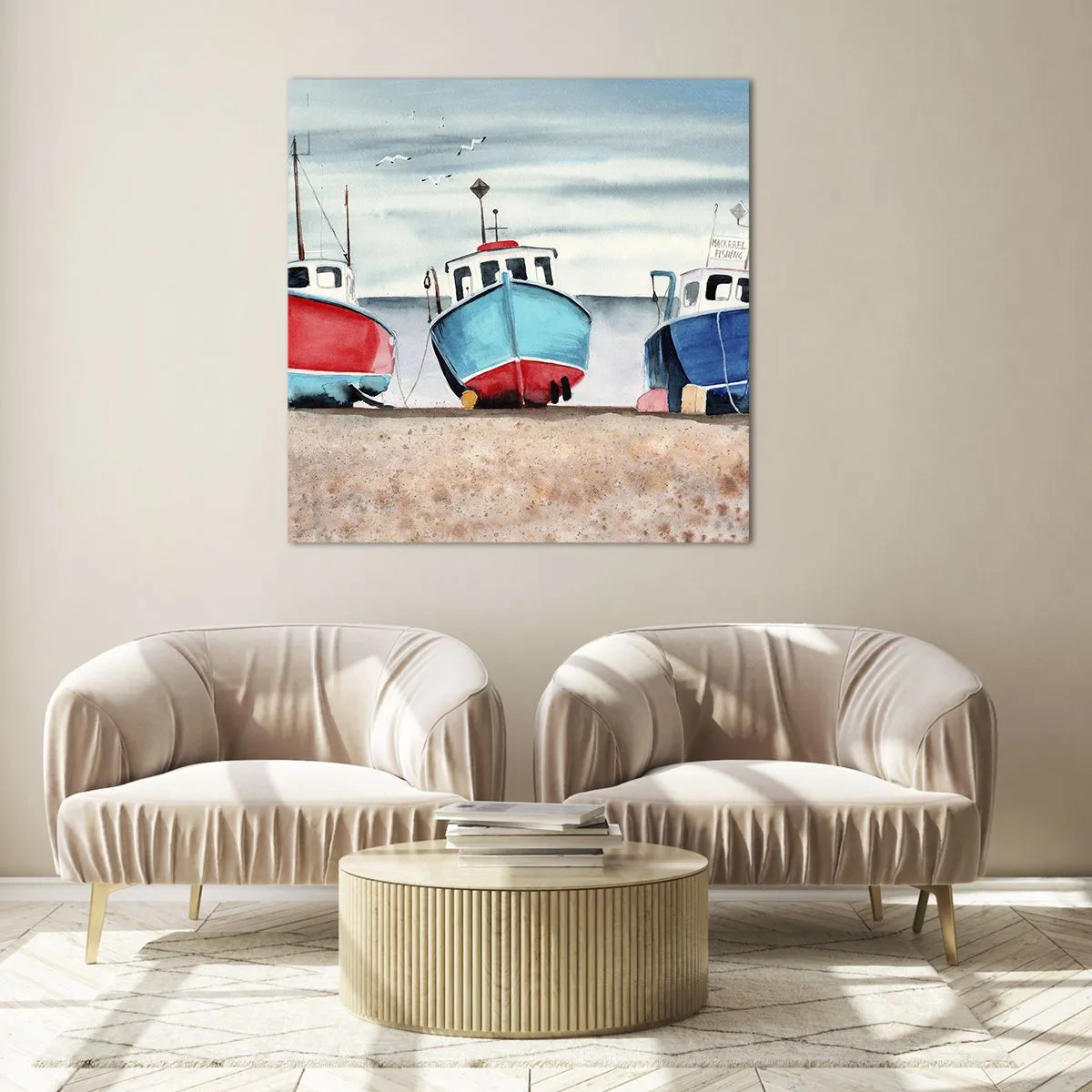 Glass picture - Ready for Fishing - 50x50 cm