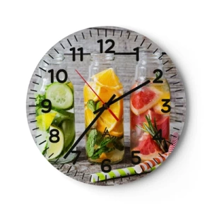 Wall clock - Clock on glass - Healthy by Nature - 30x30 cm