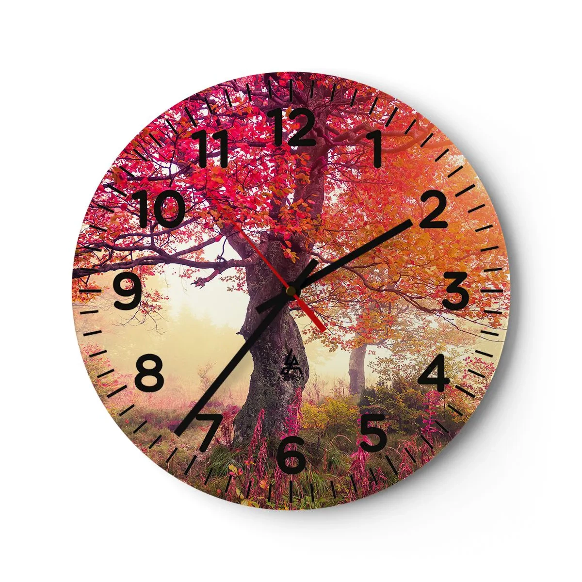 Wall clock - Clock on glass - In Full Bloom - 30x30 cm
