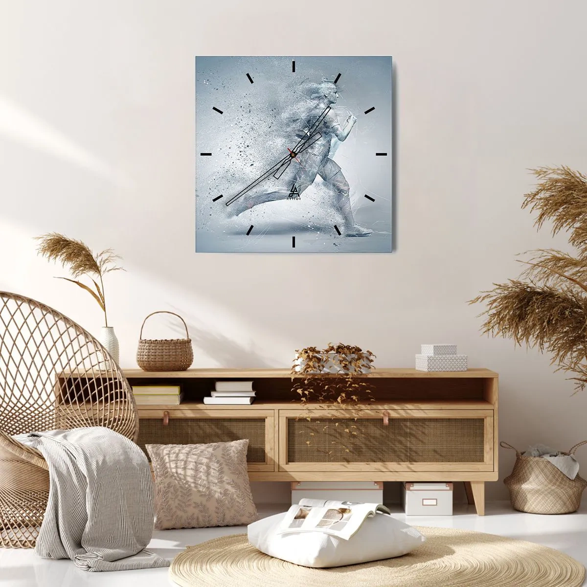 Wall clock - Clock on glass - Crystally Clear Energy - 30x30 cm